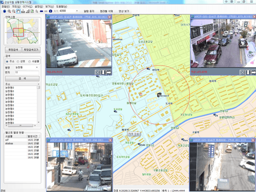 누리지기 – CCTV Monitoring GIS 화면 예시